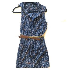 Button down shirt dress with braided belt